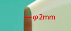 セミフロンルーフⅡは、φ2mmでもひび割れが起きません。