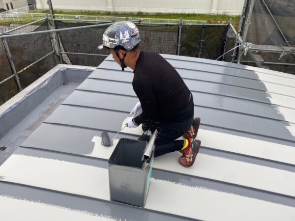 千葉県君津市　K様邸　屋根塗装工事　錆止め塗装～中塗り～上塗り